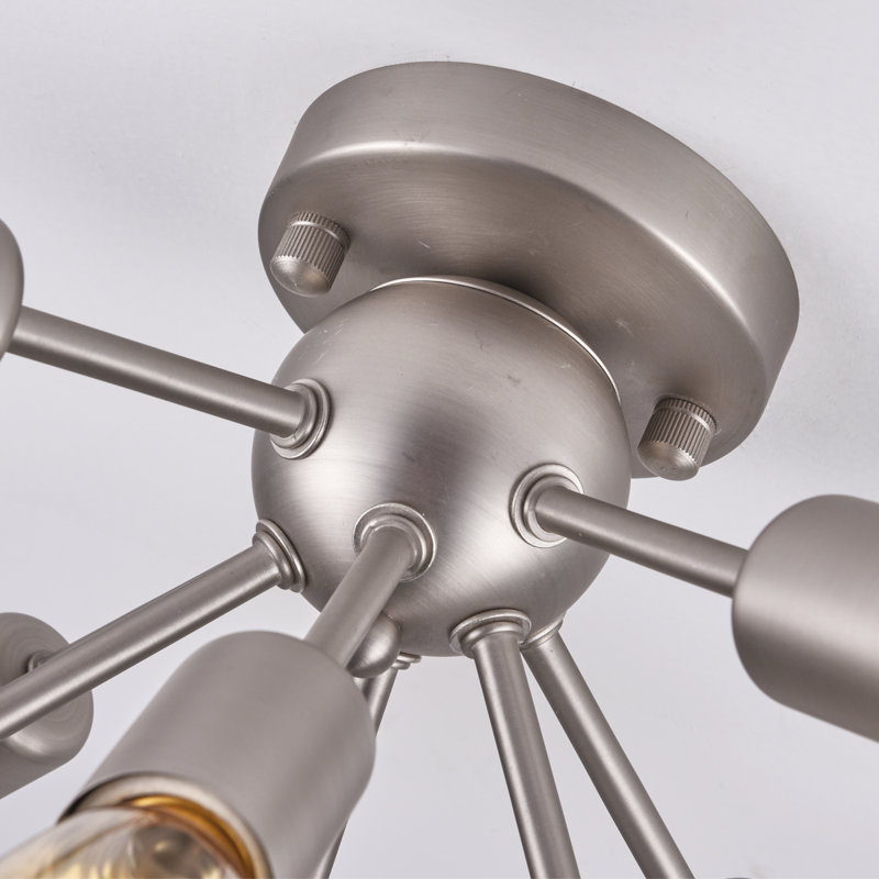 Plafonnier encastré 8 lumières 22,05 po Kasper, Nickel brossé