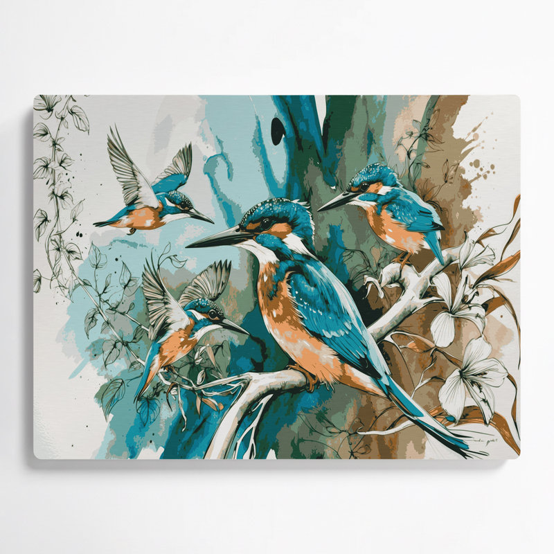 Art mural en métal oiseaux à gorge blanche, H 132 po x l 168 po x P 0,05 po
