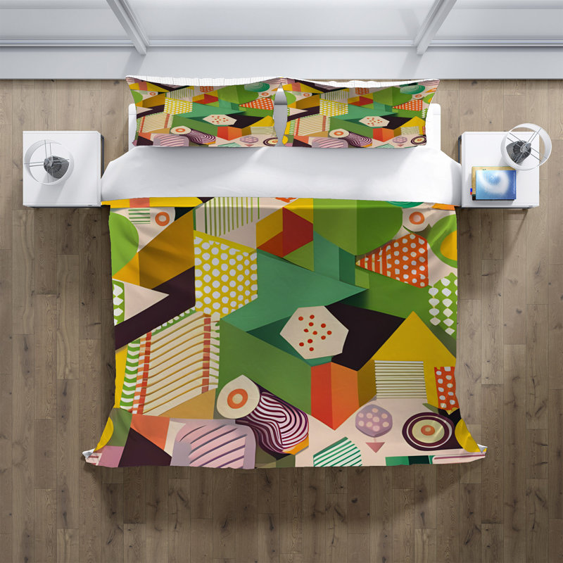 Polyester Abstract Duvet Cover, King Duvet Cover + 2 King Shams