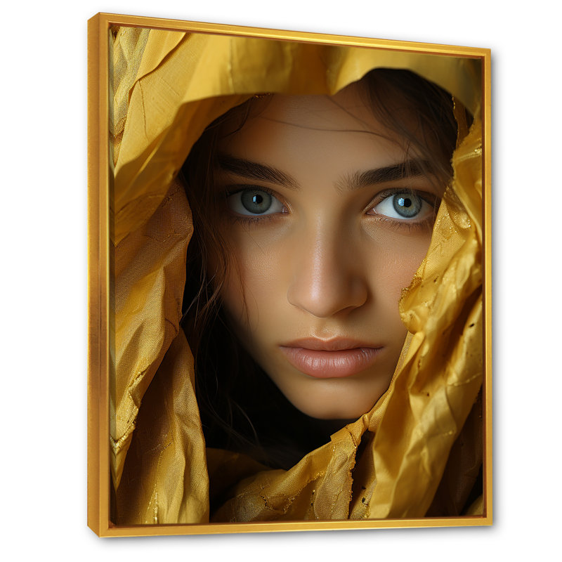 Golden Glyphs Woman Elegance - imprimé, H 40 po x l 30 po x P 1,5 po, Cadre flottant doré