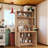 Compact Kitchen Pantry Buffet with Foldable Workstation & Built-in Power Outlets-652455417