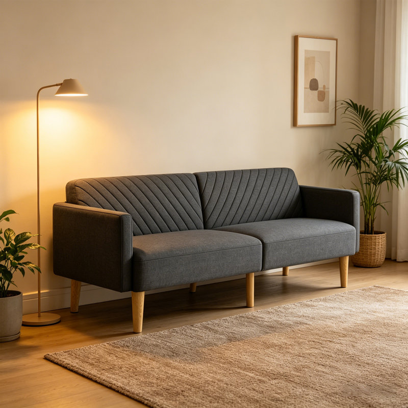 3 Seater Velvet Sofa Bed, Grey