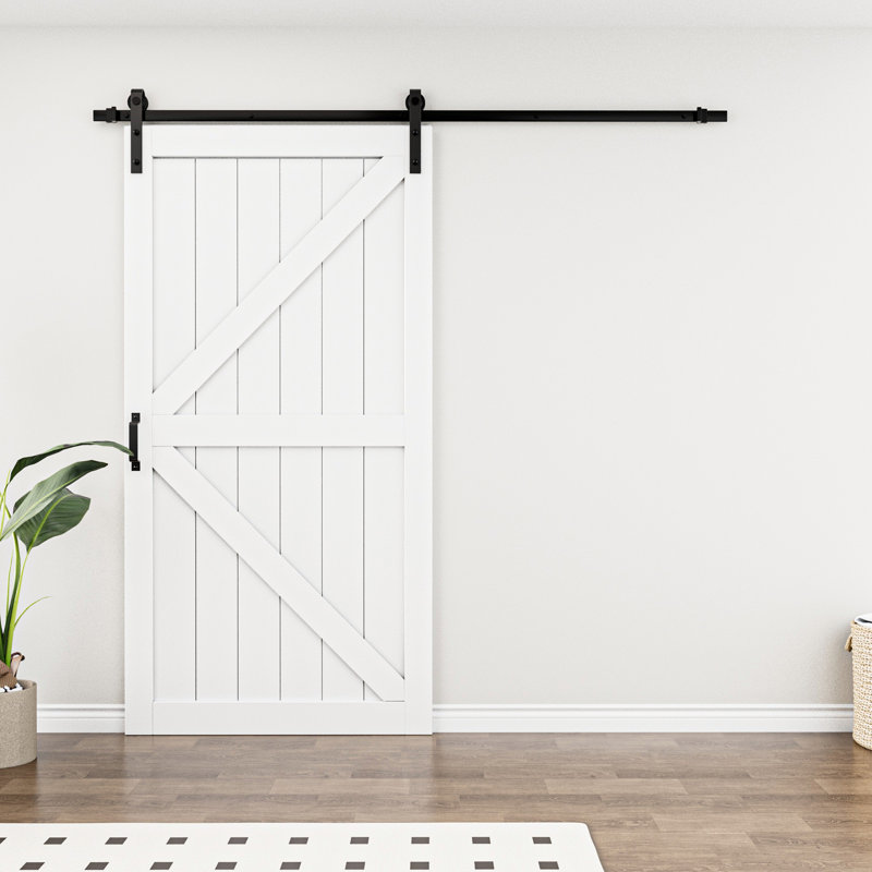 Porte de grange coulissante en forme de K 84 po x l 42 po avec quincaillerie d'installation, 42 po x 84 po