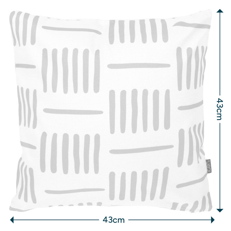 Indoor / Outdoor Square Cushion, Orange/White Geometric