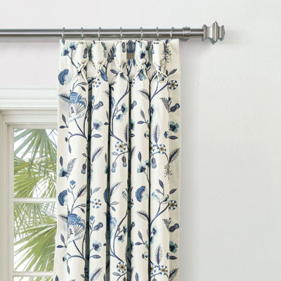 Promenade Embroidered Curtain Panel In Blue