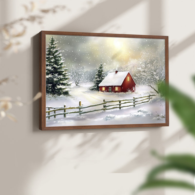 Art de Noël - DCCXL III - Reproduction encadrée - Restickable, H 11 po x l 14 po, Noyer