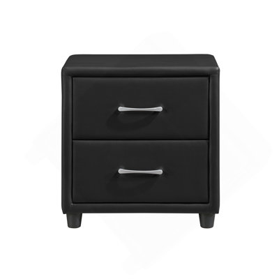 Contemporain durable en similicuir noir recouvrant la table de chevet 1pc