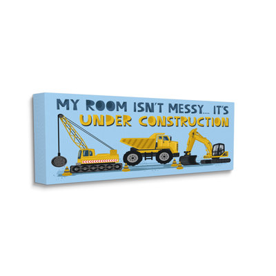" My Room's Under Construction Kids' Sign Yellow Vehicles "