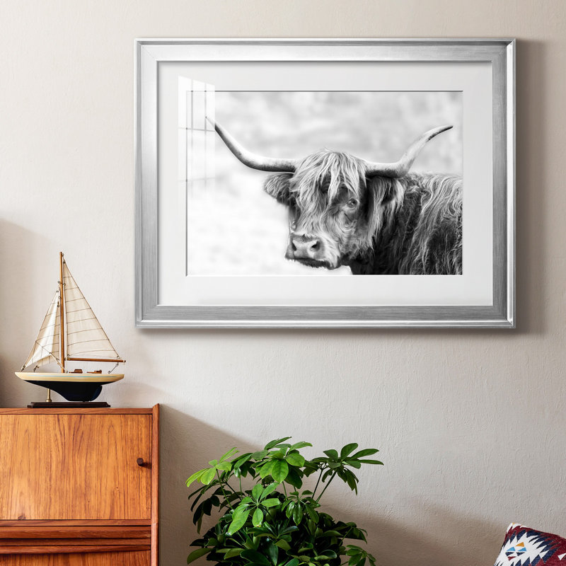 Hairy Highland Hazy Day, Cadre argenté, H 18,5 po x l 24,5 po x P 1 po, Blanc