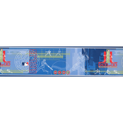 Bordure de papier peint de style moderne MLB Baseball L 15 pi x l 6 po