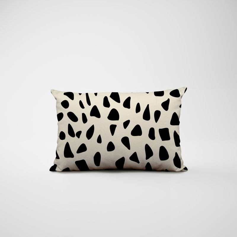 Polyester / Mélange de polyester Housse de coussin rectangulaire intérieure / extérieure lombaire et insert, Noir