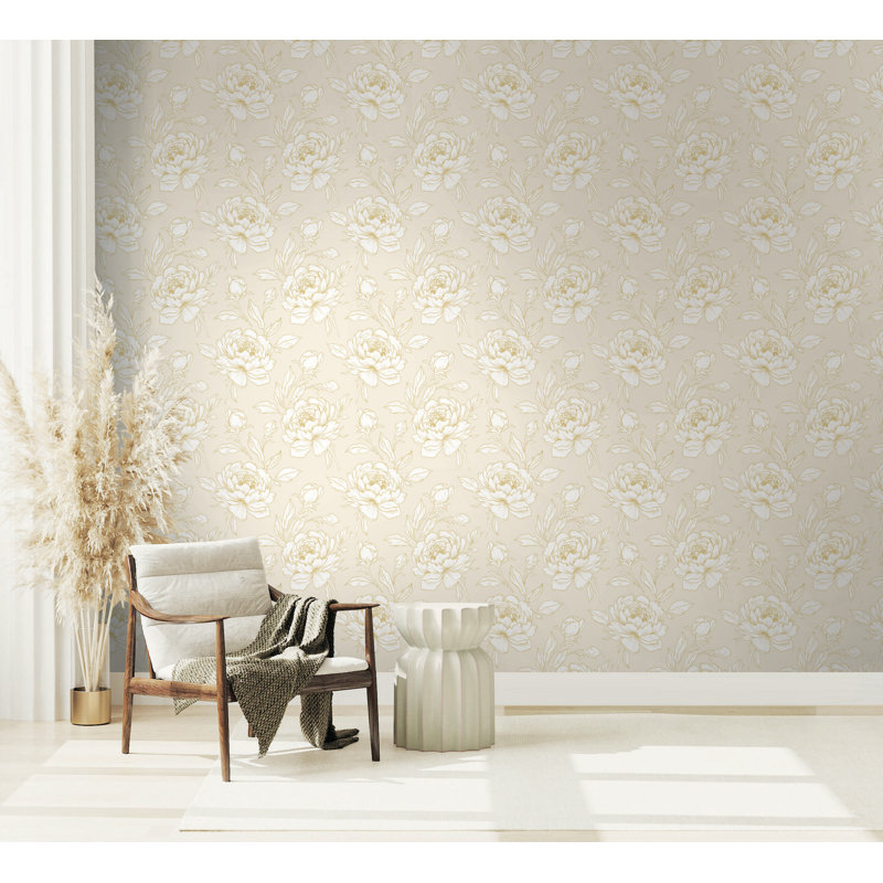 Arvella Floral Abstract Double Roll, Seaside Sand