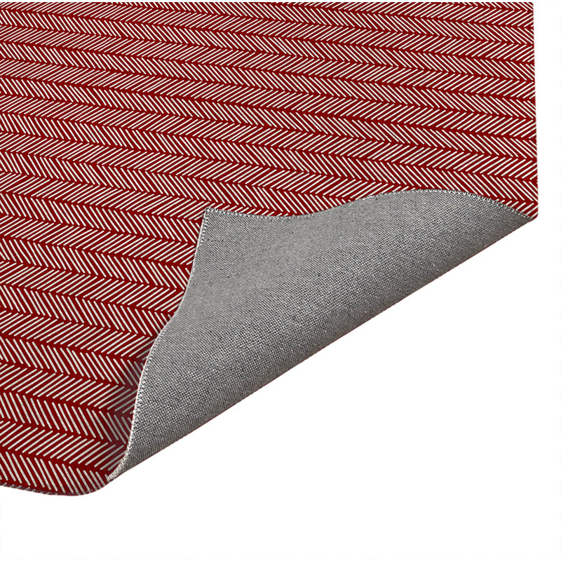 Chevron Stripe Low Profile Kitchen Mat, Cranberry Red, Rectangle 5' x 7'