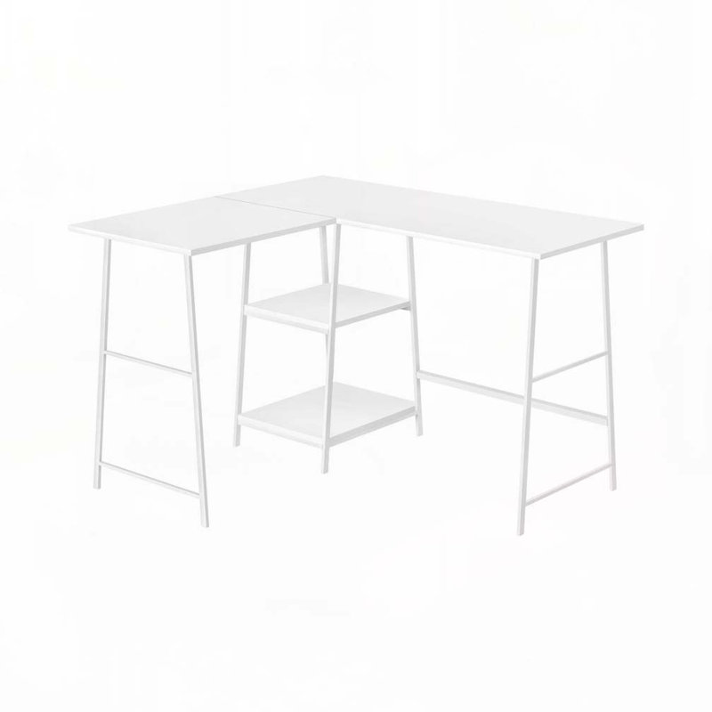 Bureau d'ordinateur en L Home Office, Blanc / blanc