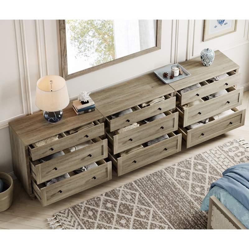 TV Stand With 9 Drawers, Wood TV Cabinet Entertainment Center, 3-In-1 Kids Dresser With 3 Drawers For Bedroom Living Room
