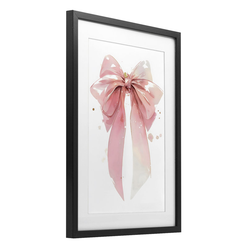 Reproduction sous verre moderne et élégante encadrée d'un nœud rose, design par Creative Studio, H 20 po x l 14 po