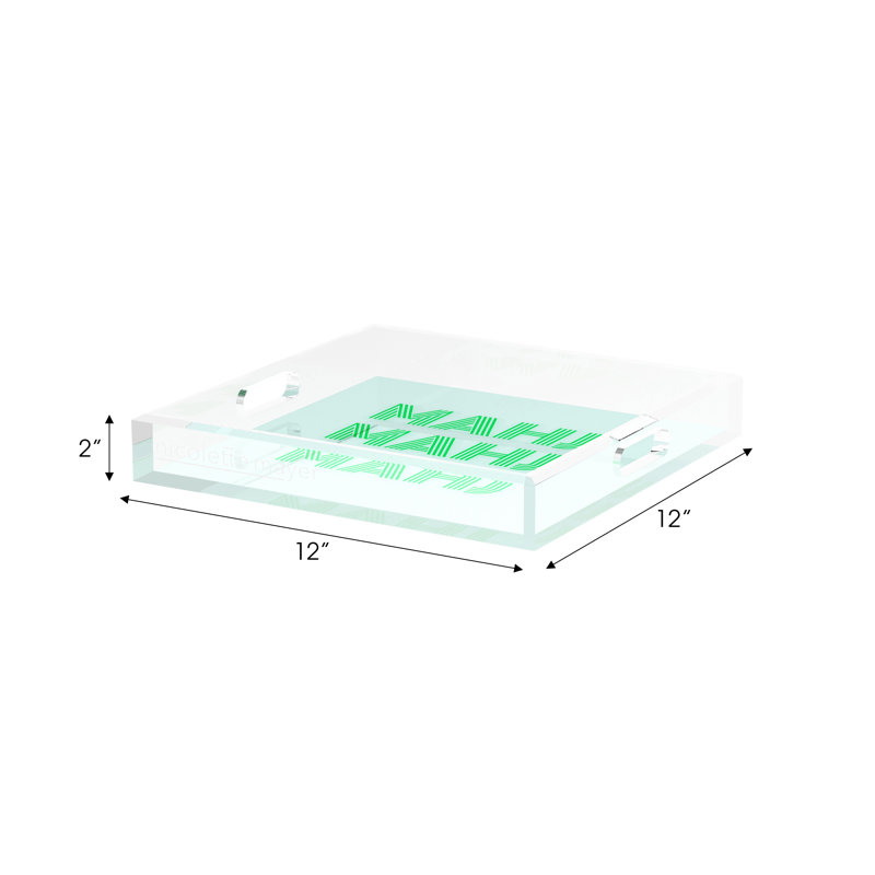 Mahjong Abstract Decorative Tray, 12.5"W x 7.75"D x 2"H, Green, Rectangle