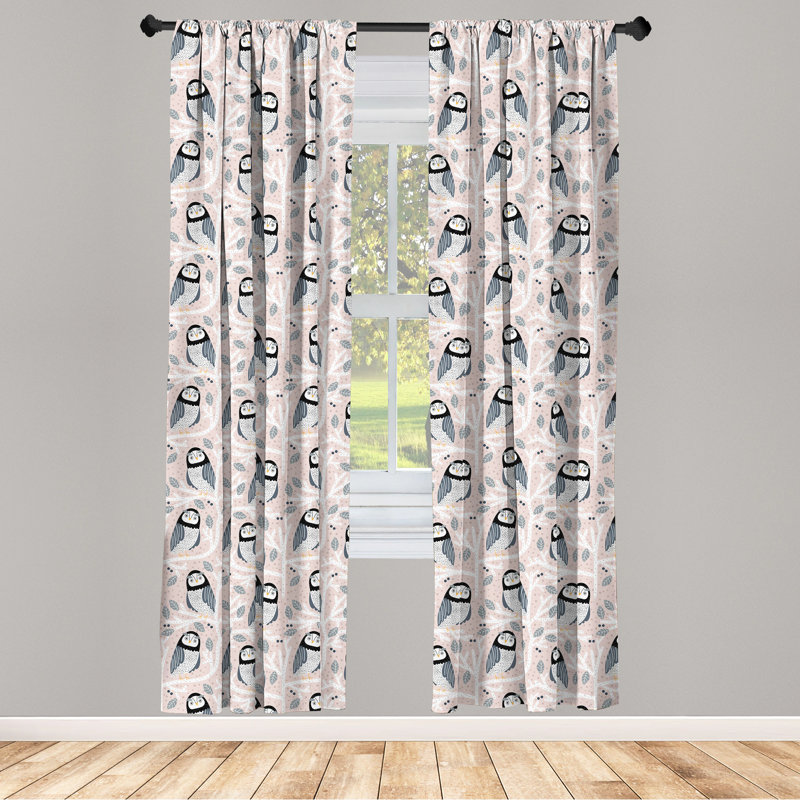 Paire de rideaux semi-transparents avec passe-tringle Owl, 28 po x 63 po