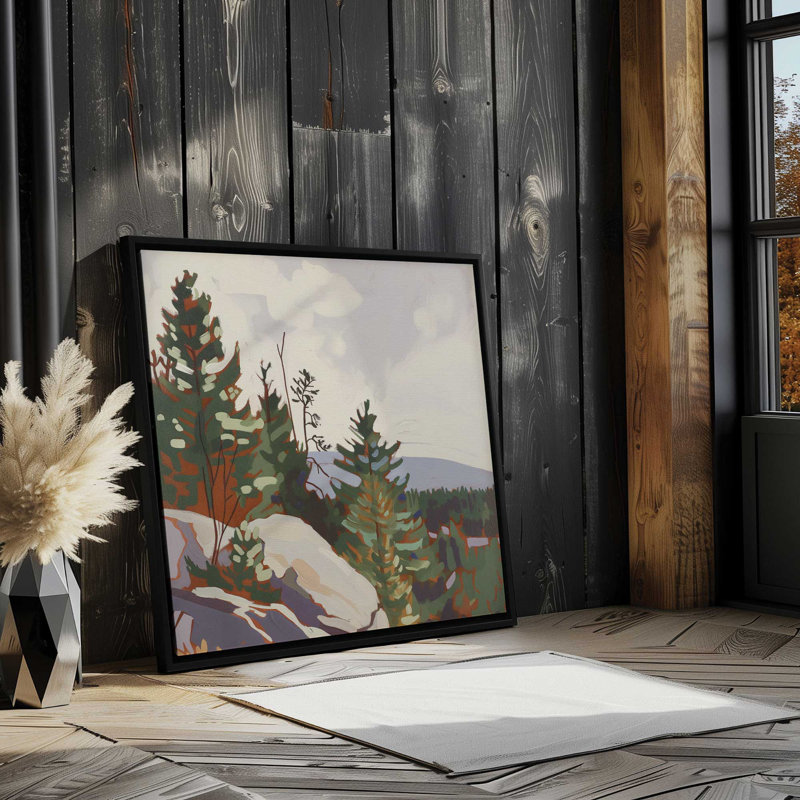 «Mountain Rocks and Pines I», reproduction sur toile, Encadrement doré, H 24,75 po x l 24,75 po x P 1,75 po