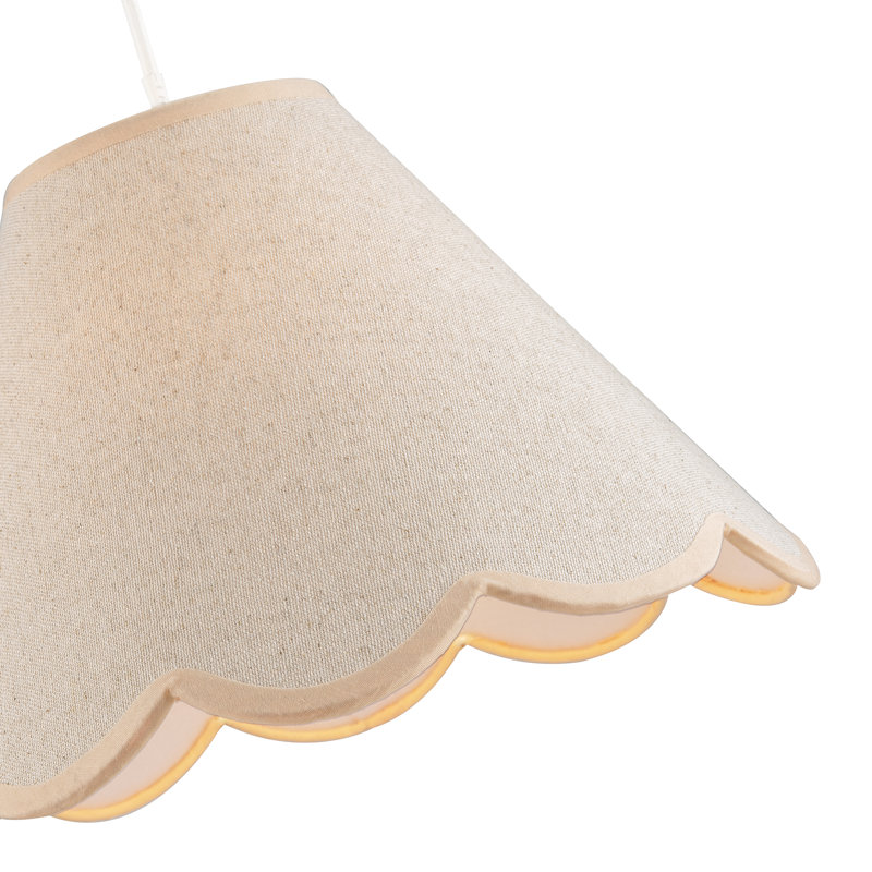 Scallop Edge Natural Textured Linen Coolie Lamp Shade With Trims By, Pink