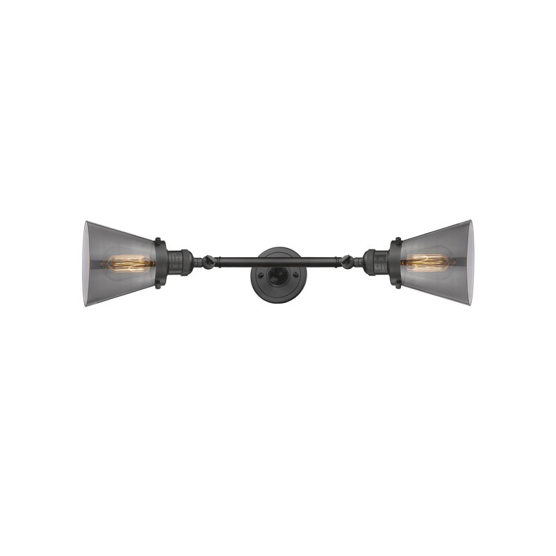Cone 2 Light Tiltable Bath Vanity Light, 6 Watt Vinage LED Bulb, Oil Rubbed Bronze, Smoked