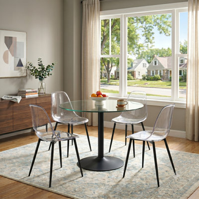 Ensemble de table de salle à manger 5 pièces, table de cuisine ronde et chaises en verre