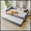 Twin Size Upholstered Daybed With Trundle, USB Charging, Sturdy Wood Slat Support, Plush Velvet Fabric For Bedroom And Guestroom, Gray