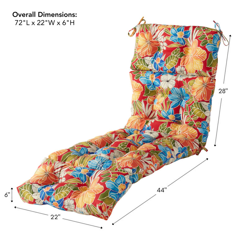 Shipton Outdoor Tufted Chaise Lounge Cushion, Aloha Red