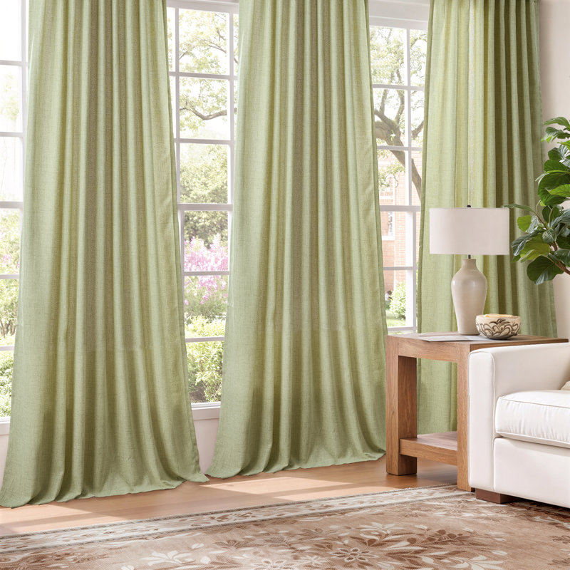 Linen blend semi sheer Curtains, Neutral Modern Farmhouse Country Window Living Room Bedroom Rod Pocket Back Tab Drapes