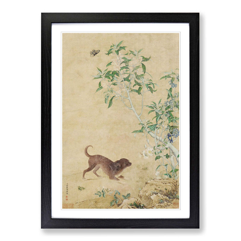 Puppy by Lang Shining - Picture Frame Painting Print, Black Framed, 36cm H x 27cm W x 2cm D