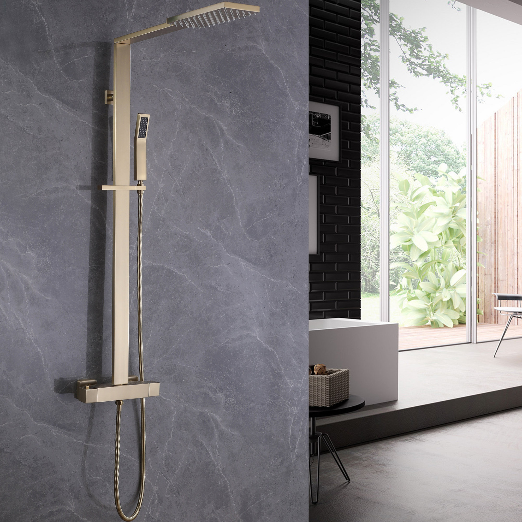 Inhouse Thermostatic Complete Shower System with Rough-in Valve ...