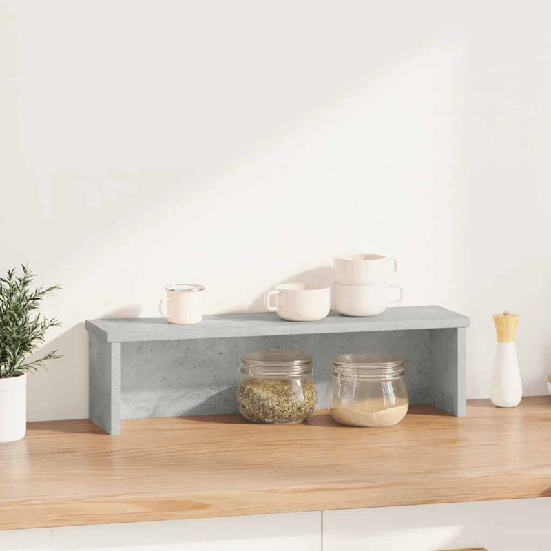 Kitchen Rack Stackable 15x16 Cm Engineered Wood, 16cm H x 50cm W x 15cm D, Concrete Grey