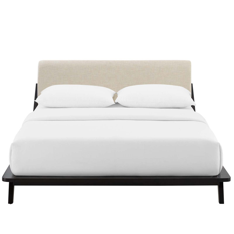 Luella Queen Upholstered Fabric Platform Bed, Cappuccino/Beige