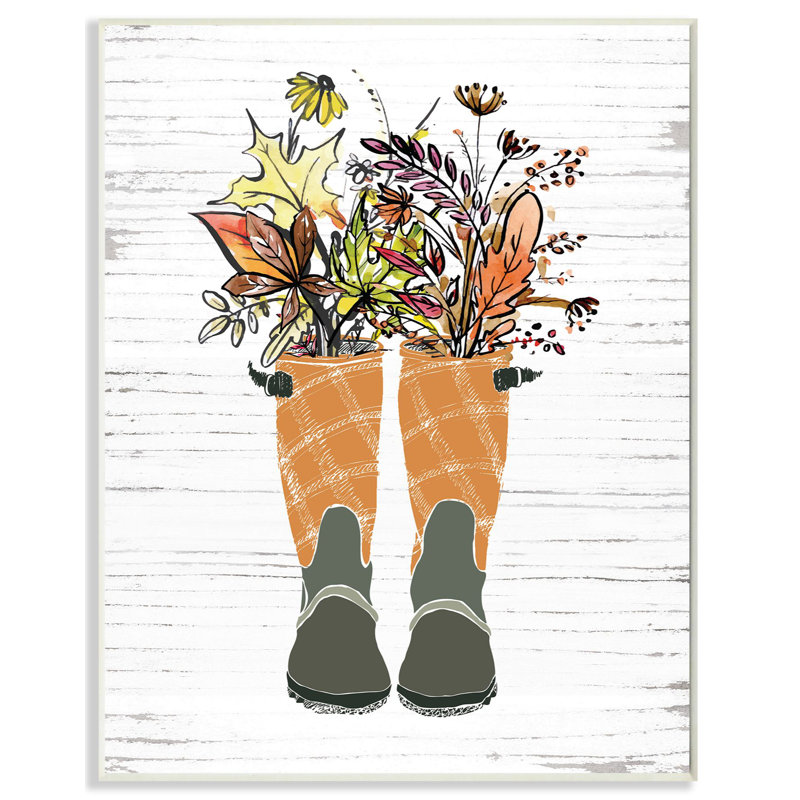 « automne feuillage bottes, automne saisonnier design », art textuel, Plaque murale, H 15 po x l 10 po