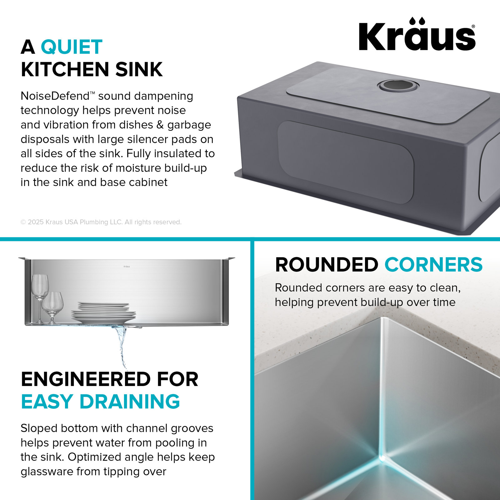 KRAUS Standart PRO™ Undermount 16 Gauge Stainless Steel Kitchen Sink, 10" H x 18" W x 30" L
