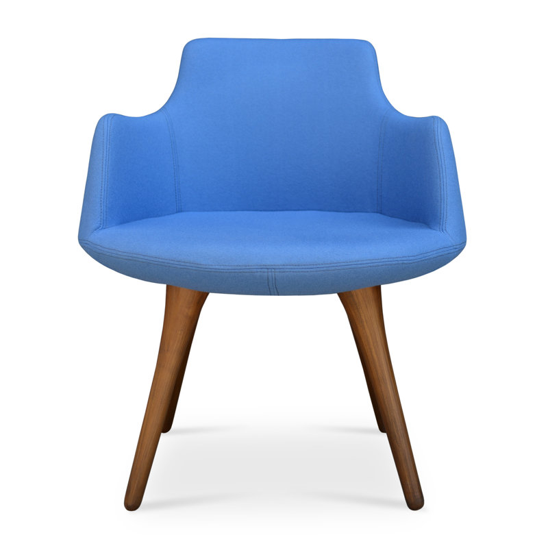 Dervish Metal Solid Back Arm Chair, Sky Blue Wool