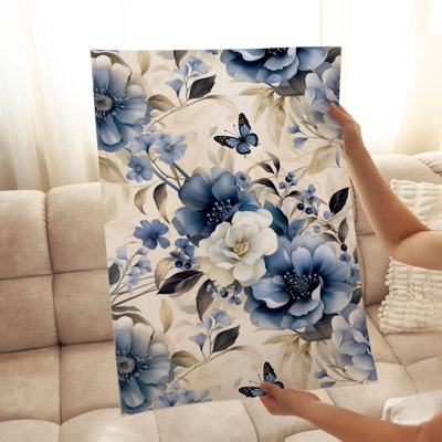 Floral Luxe Flowers Blue I Cottage Unframed Art Print