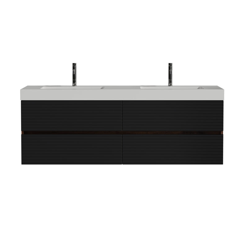 Meuble-lavabo flottant moderne 60 po avec double vasque Grace