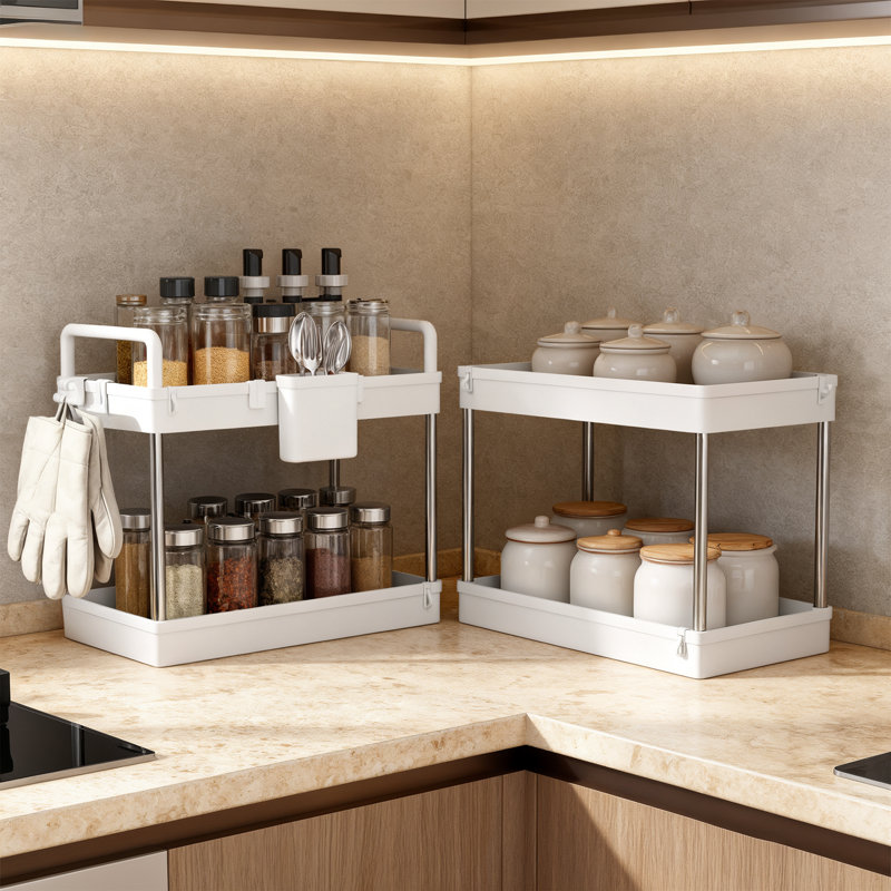 4-Tier Rolling Utility Cart, Mobile Shelving Unit Trolley Cart Organizer With Wheels For Kitchen Bathroom