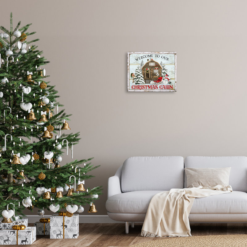 Art mural sur toile Welcome Christmas Cabin par Creatif Belle, H 16 po x l 20 po