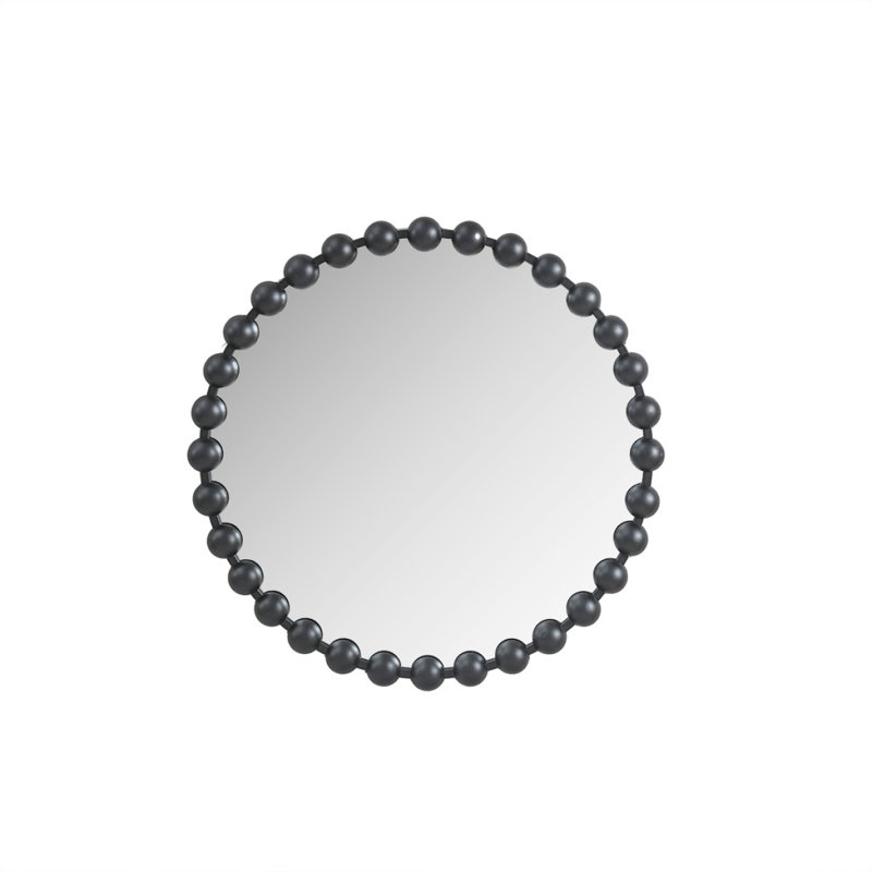 Miroir mural perlé 27 po, 27,07 po x 27,07 po, Noir