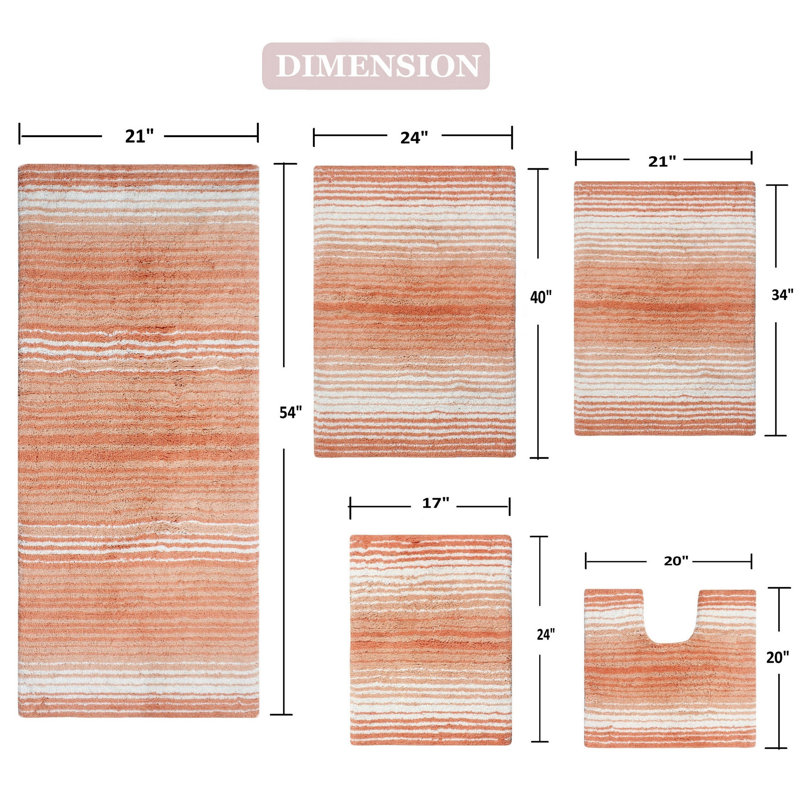 Ensemble de tapis pour salle de bain 5 pièces Highlawn, Corail