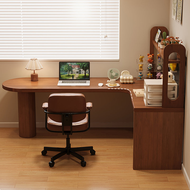 Bureau d'écriture en L en bois massif brun noisette, H 61,02 po x l 70,87 po x P 47,24 po
