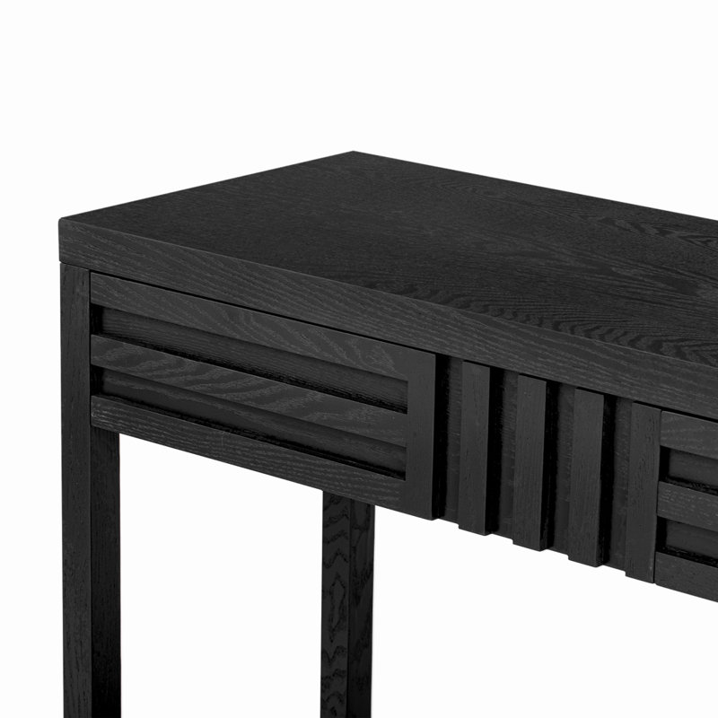 2-Drawers Storage Chest with Open Shelves, Black