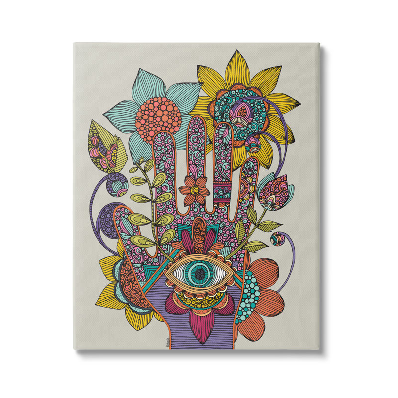«Intricate Paisley Patterns Floral Hand Eye Shape» par Valentina Harper, impression sur toile tendue, Toile tendue
