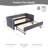 Twin Size Upholstered Daybed with Trundle & USB Port, Modern Velvet Bed with V-Grained Backrest and Side Pockets, No Box Spring Needed for Bedroom-347682258