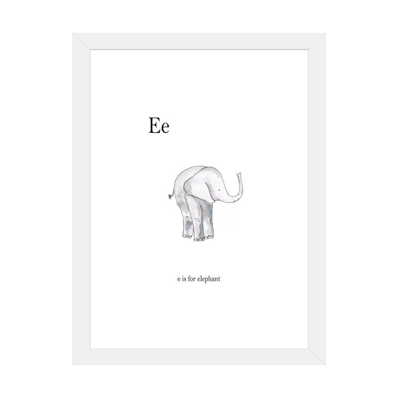 Décoration murale Ee Is For Elephant Kids, H 24 po x l 16 po x P 1 po, Papier encadré blanc