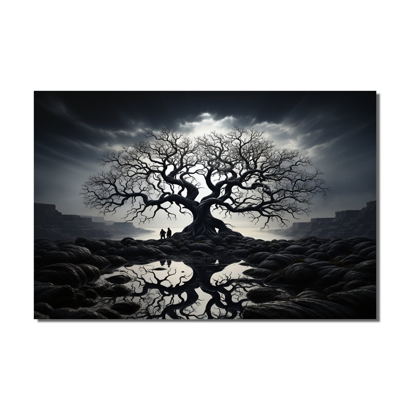 Arbre de contraste monochrome II - décoration murale florale