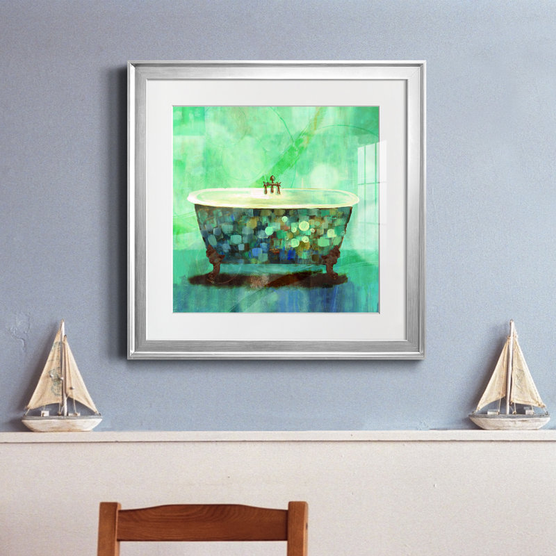 Relax - peinture de cadre, H 22,5 po x l 22,5 po x P 1,5 po, Papier avec cadre argenté