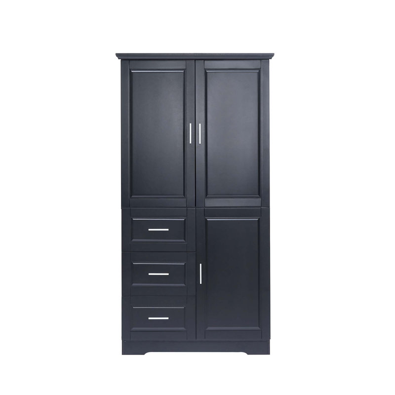 Armoire de rangement élégante Figueredo - Rangement de salle de bain spacieux avec portes et trois tiroirs - Améliorez votre espace dès aujourd'hui